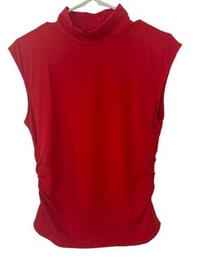 NWT Purple Pocket Sleeveless Mock Neck Ruched Top -Red -Stretchy       Size XL